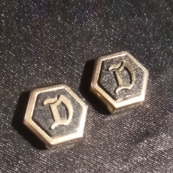 Vintage Hexagonal Black and Gold button covers cuff links Initial D stylish - Picture 1 of 3